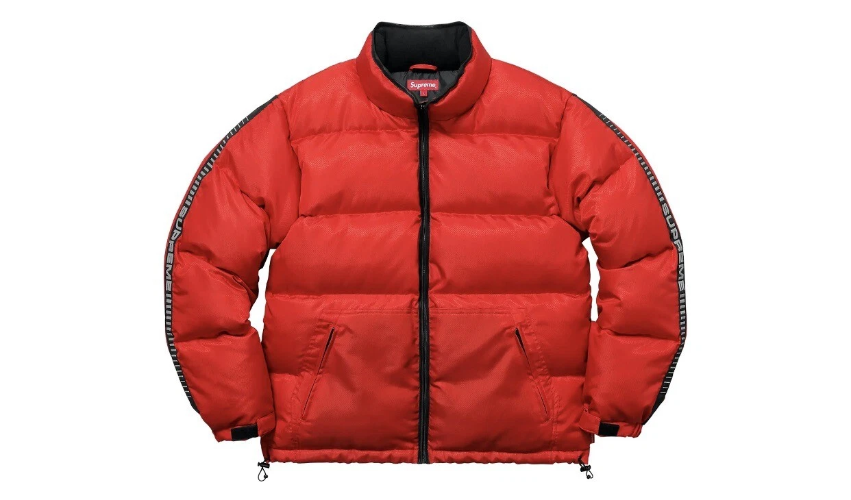 Veste gonflée logo à manches réfléchissantes Supreme rouge moyen FW17 J14 flambant neuve 2017
