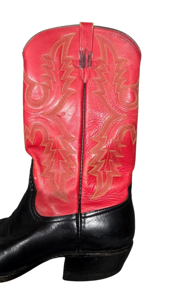 Мужские ковбойские сапоги Rios Of Mercedes Texas вишневые красно-черные с заостренным носком 9D  - Изображение 4 из 4