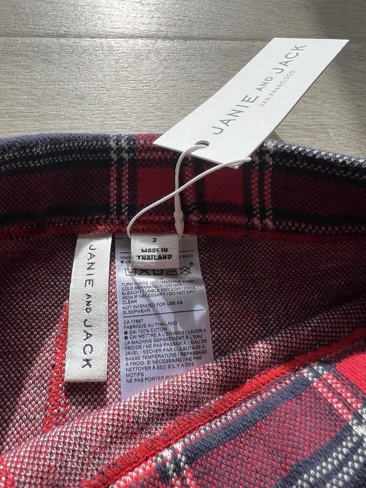 Janie and Jack Suéter Leggings a Cuadros Rojo Azul Niños Talla 3 Nuevo Con Etiquetas Foto 2 de 4