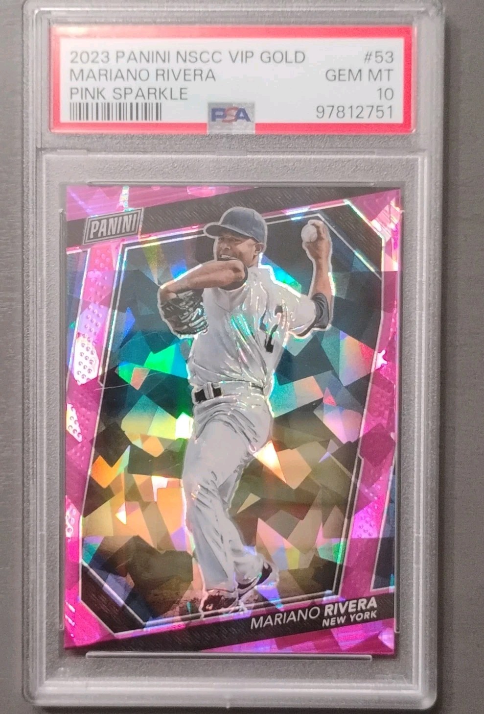 Panini 2023 VIP Gold Mariano Rivera #53 Pink Sparkle PSA 10 /75 Yankees Legend💎