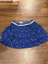 Boden Girls Blue Gold Polka Dot Tiered Skort 11-12Y 152cm Ruffle Metallic Waist