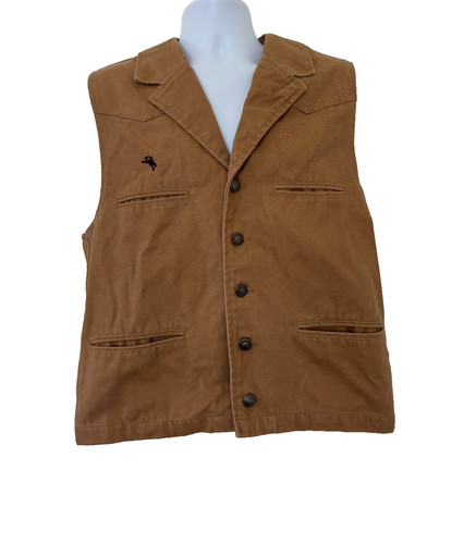 Wyoming Traders Vest Large Brown Canvas Western Outback Ranch Cowboy Rodeo Ranch