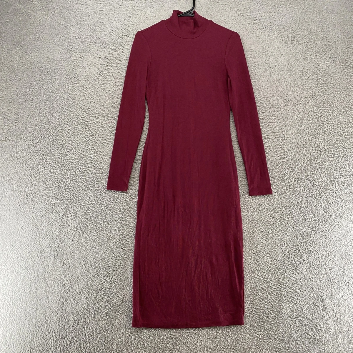 chinese dress ladies Burgundy Turtleneck Long Sleeve Maxi Dress