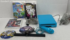 Nintendo Wii RVL-101 Blue Console, 5 Video Games, Sensor Bar, Nunchuck