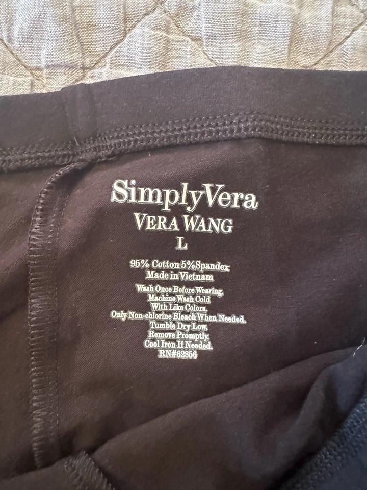 NUEVO CON ETIQUETAS Simply Vera Wang Leggings Negros Mujer’s Grande Spandex Algodón Atlético Foto 3 de 4