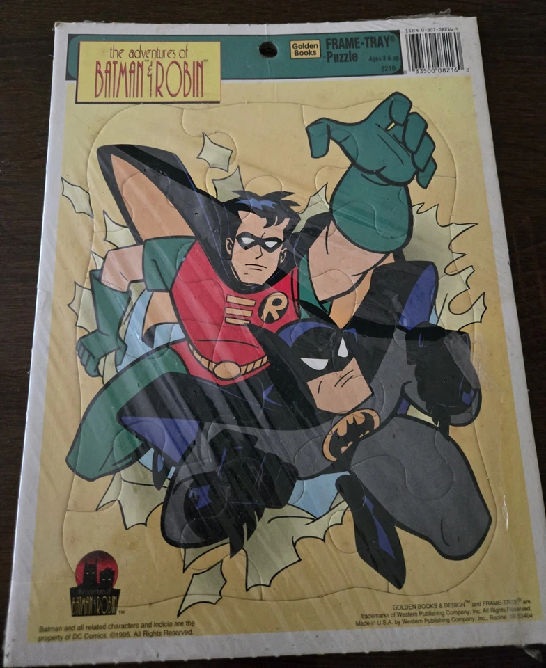 Rompecabezas bandeja marco Batman & Robin 1995 libros dorados nunca usados todavía en plástico Foto 2 de 4