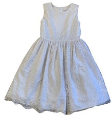 tevolio girls 10 White lace sleeveless fit flare midi dress K