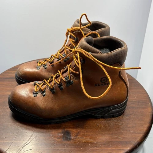 SCARPA TRIONIC Italy Vintage Hiking Backpacking All Leather Boots Men Size US 11