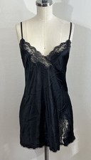 Victoria  s Secret Teddy Size M Black Babydoll Dress Slit Lace Detail NWOT
