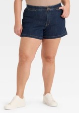 Ava Viv Women's High-Rise Cotton Blend Smart Jean Comfort Waist Shorts Size 26