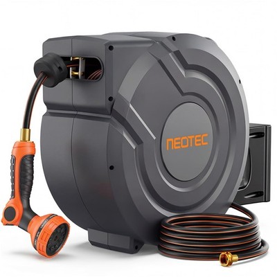 Upgraded Retractable Garden Hose Reel 1/2 inch x 130 ft Any Length Lock 9 Pat...
