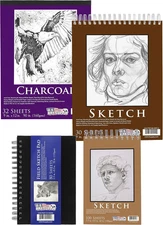 4-Pad Sketch Book and Drawing Paper Set (242 Sheets) - Sizes (5.5 X 8.5 and 9 X 