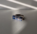 Vintage Navajo Sterling Silver Lapis Channel Inlay Ring JP Hallmark Sz 7 Modern
