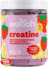 Wellah Creatine Women Strawberry Lemonade 30 Stick Packs Monohydrate