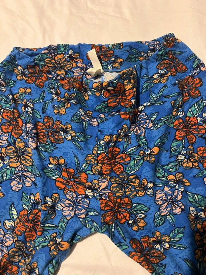 Leggings femininas LuLaRoe TC alta azul curvilínea floral - Imagem 2 de 4