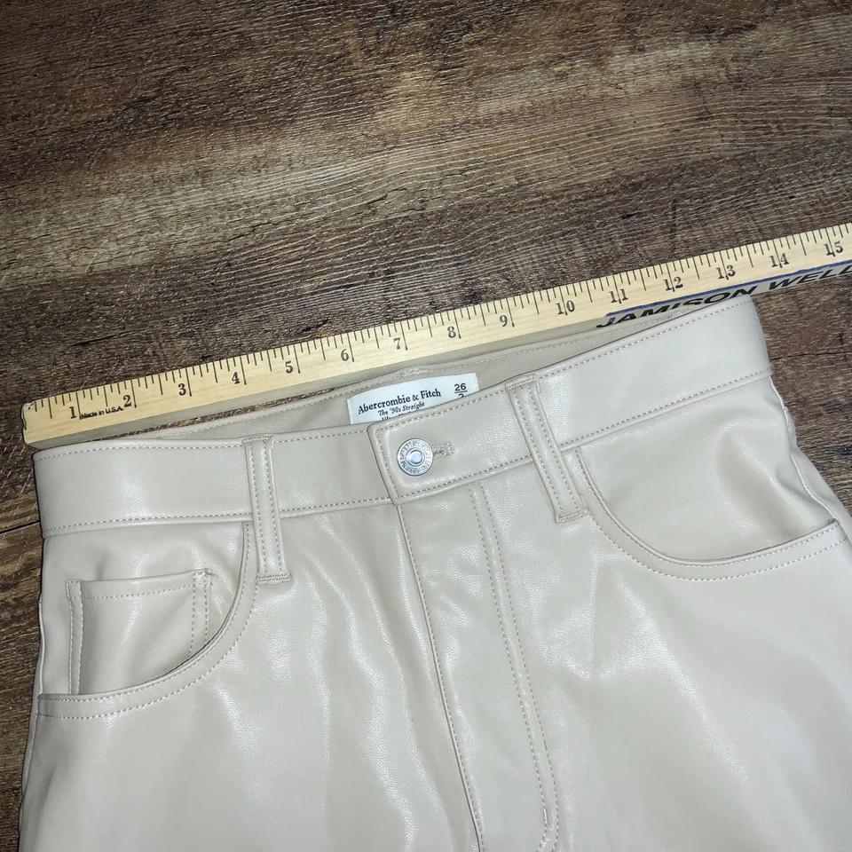 Abercrombie & Fitch 2/26 The 90s Straight Ultra High Rise Faux Leather Pants X2 - Image 4 of 4
