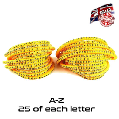 Kabelmarkierer A - Z Buchstabe 25 Stück je 650 Stück für 1 mm - 2,5 mm *UK-Versorgung*