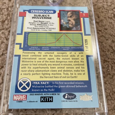 Kith X Marvel X-Men Wolverine Marvel Universe Card Limited 1/1299