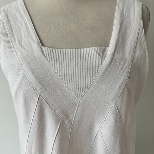 Alice Collins White Cotton & Linen Blend Balloon Dress Holiday Summer Size 12 - Picture 3 of 16