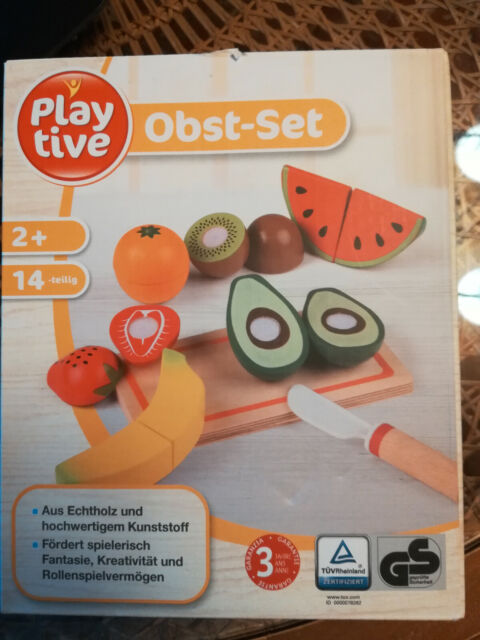 Spielzeuge Holz Playtive Kinderspielzeuge Obst-Set 14-teilig Echtholz Klett Neu