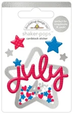 Doodlebug Stickers Shaker-Pop 3D July 4th Stars Patriotic RWB Hearts