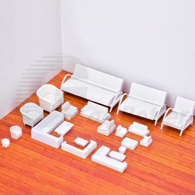 Miniature ABS Plastic Sofa Settee Model Furniture Ornament Scenery Art Craft DIY