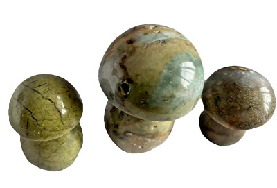 Ocean Jasper Mushroom Pod Natural Stone Quartz Crystal Fairy Garden Decor Energy
