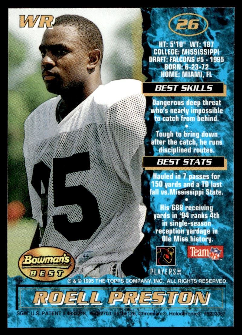 1995 Bowman's Best Roell Preston Rookie Atlanta Falcons #26 | eBay