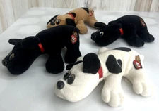 Vintage Lot of 4 1980s Tonka Pound Puppies Brown White Black Red Collar READ
