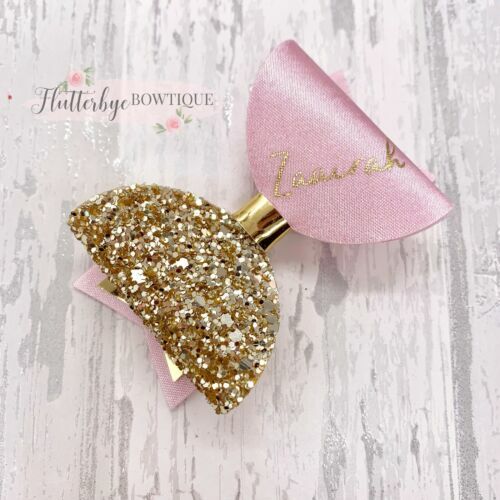 Handmade Hair Bow Using Vintage Dior Satin Fabric Pink 7.5  display picture 2
