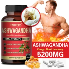 Ashwagandha 5200 Mg Capsules - Memory,Energy & Mood Support,Relief Stress