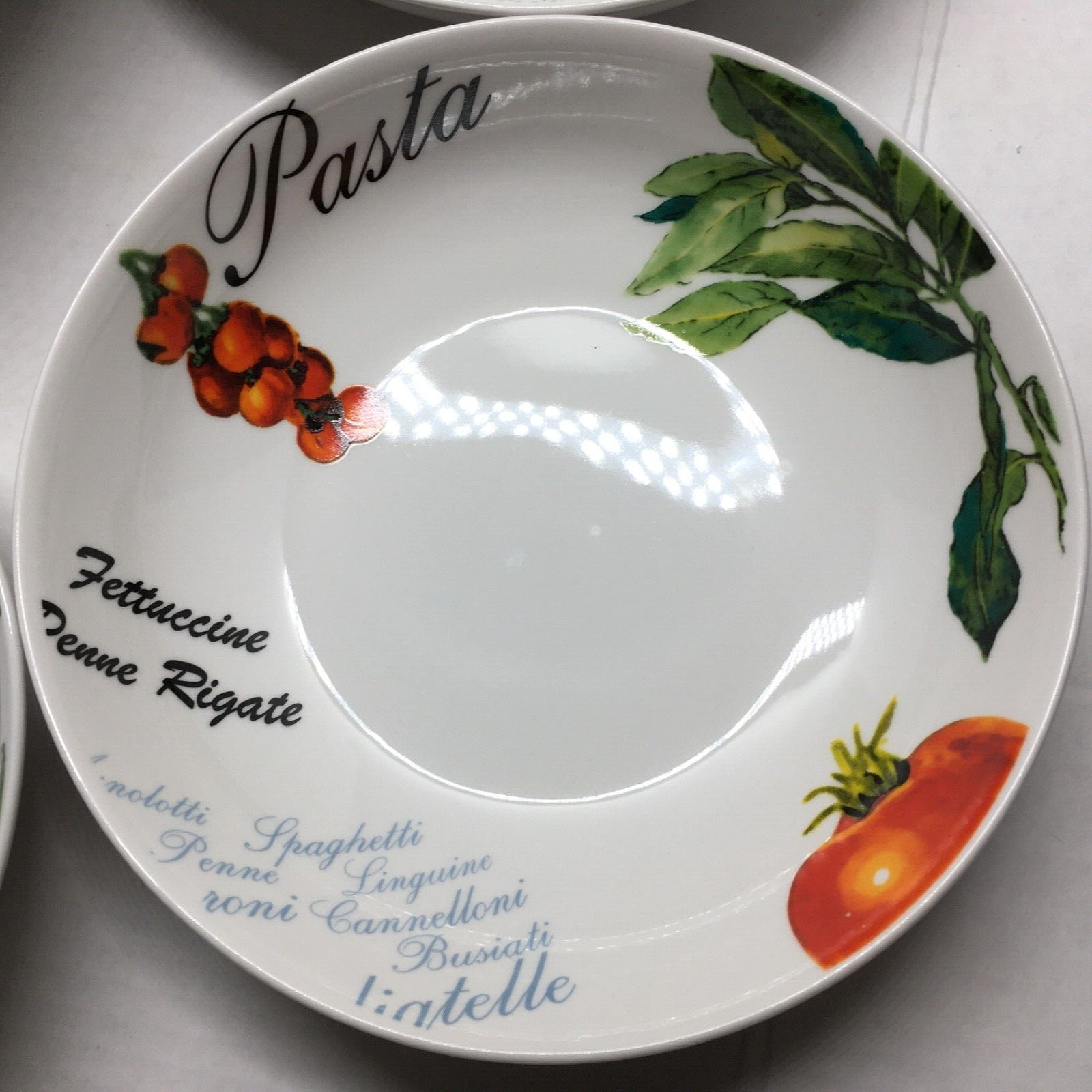 Hampton Home Pasta Serving Bowl & Individual Bowls (4) Tomatoes and Basil