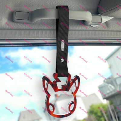 JDM TSURIKAWA Pikachu Shape Fire Ball Ring Train Bus Car Carbon PVC Handle Strap