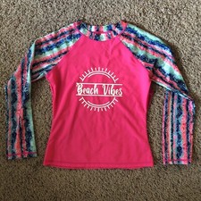 So Beach Vibes Girls Size 10 Long Sleeve UV Protection Swim Shirt
