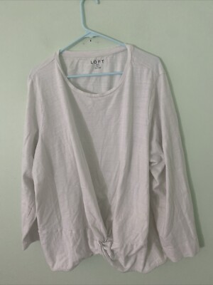 LOFT  Plus White Twist Front 3/4 Sleeve Shirt Top size 24/26
