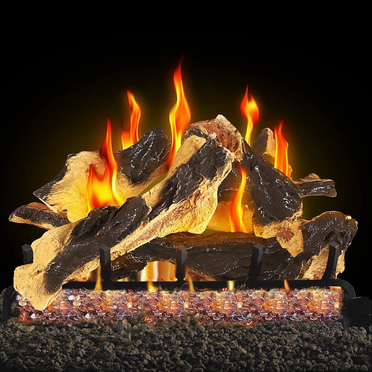 Hisencn Gas Fireplace Logs, 6 Piece Ceramic Logs Set for Gas Fireplace, |  eBay