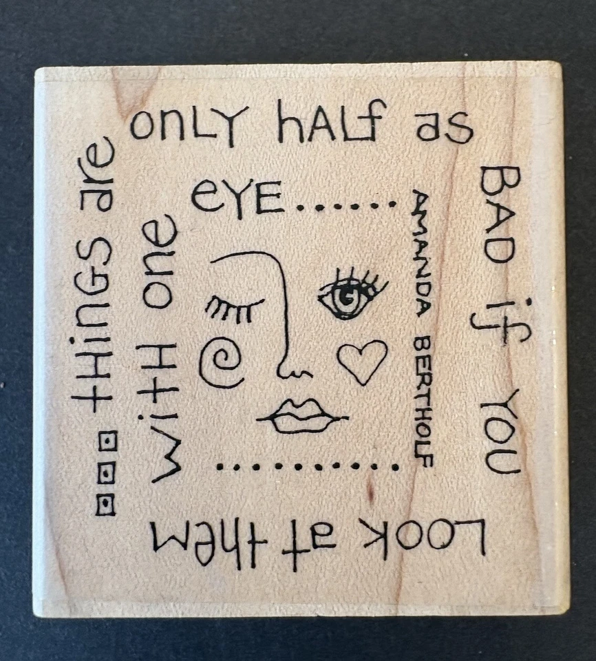 Paula Best One Eye Amanda Bertholf Quote Half As Bad Rubber Stamp 9841A Altered - Image 2 of 4