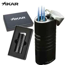 XiKAR ELLIPSE Triple Jet Flame Cigar Lighter - Black & Chrome - NIB - BRAND NEW