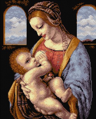 Orchidea Needlepoint canvas for halfstitch without yarn after Leonardo Da Vin...
