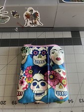 Frida Colorful Sugar skulls Handmade Makeup Bag NWOT
