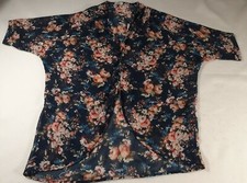 Teenbell Women's Open Short Sleeve Polyester Top Size 3XL Made in USA Floral