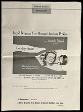 Goodbye Again Pressbook 1961 Ingrid Bergman, Yves Montand, Anthony Perkins