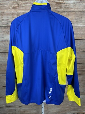 RLX GOLF ジャケット Ralph Lauren RLX Full Zip Golf Performance Jacket Blue Yellow Mens