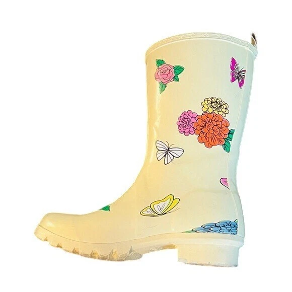 Botas de Lluvia Disney Edición Limitada Ocultas Mickey Floral y Amarillo Mariposa Talla 7 Foto 4 de 4