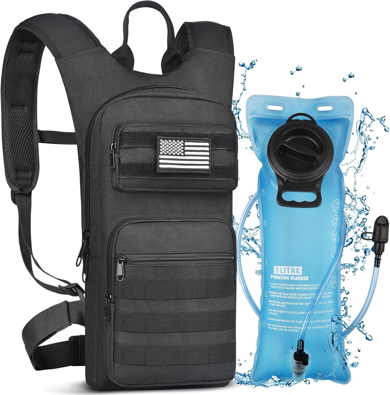 Hydration Backpack with 3L TPU Water Bladder Tactical Molle Water Backpack... .