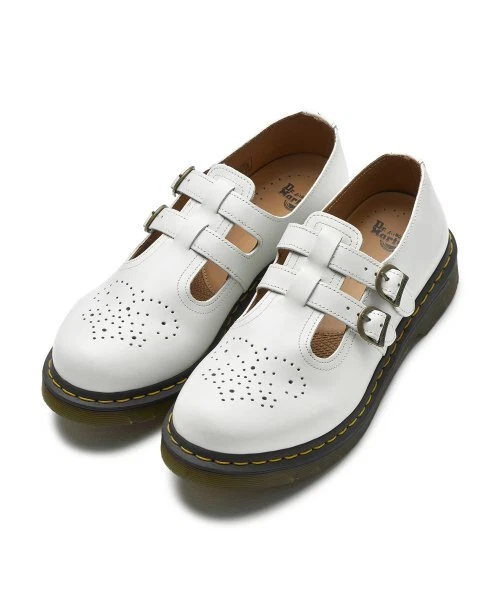 Dr.Martens 8065 Mary Jane Grey Patent Leather Shoes White 26563100 UK 4-10