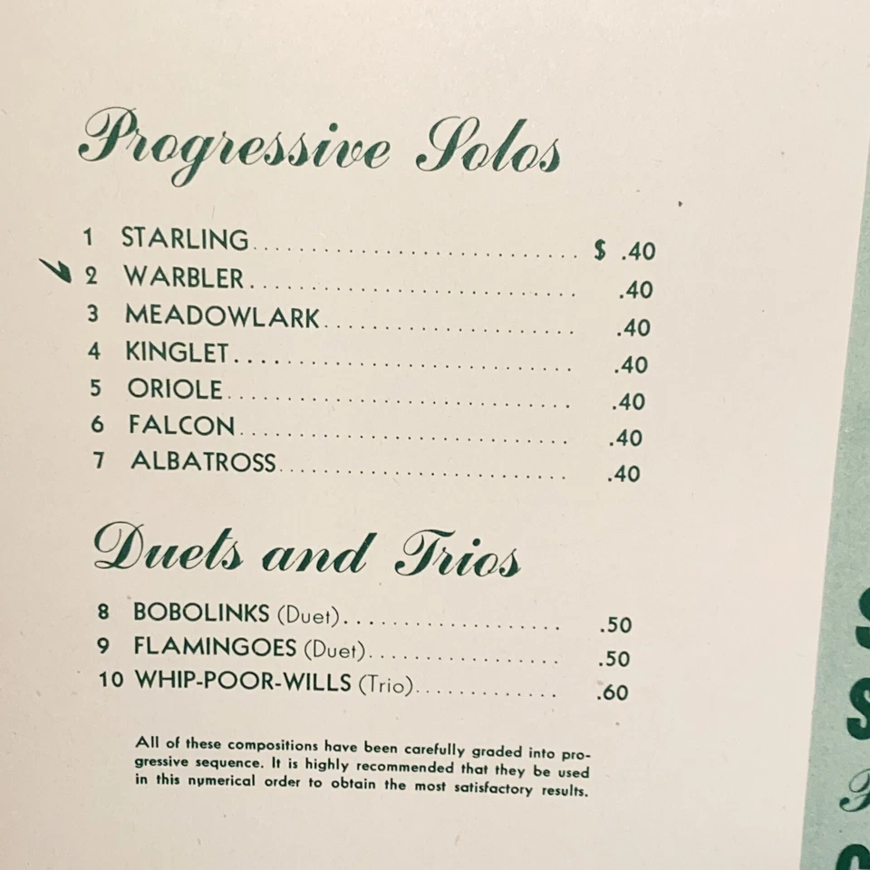 1942 VanderCook Student Series Warbler Solo Sheet Music Cornet Trumpet Piano - Image 2 of 4