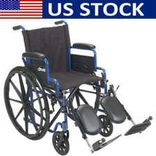Lightweight Wheelchair w/ Swing-Away Elevating Leg Rests Flip-Back Arms Footrest
