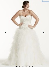 Size 14 Strapless Beaded Lace Drop Waste Wedding Dress David's Bridal