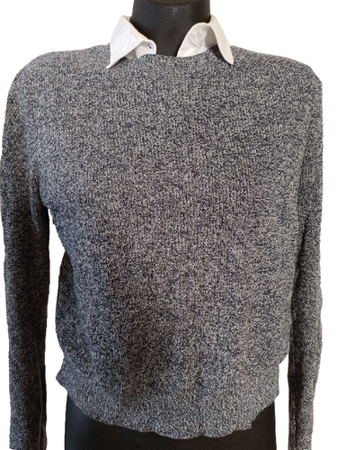 TOPSHOP Grey Knit Rib Trim Sweater+ insert Tie Back Collar Button White Shirt 12 - Picture 2 of 14